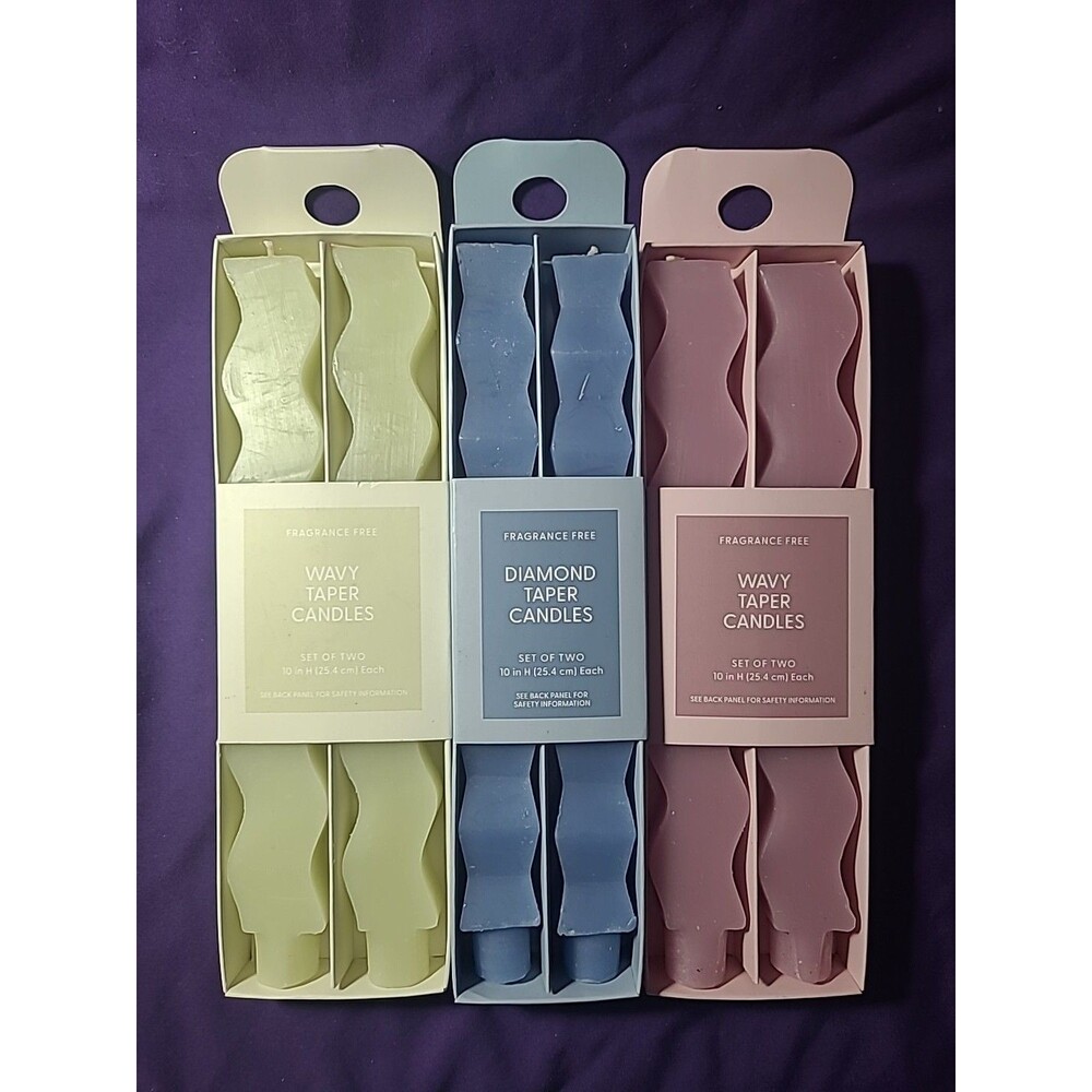 Room Essentials Taper Candles Set Wavy And Diamond 6 Pc Set